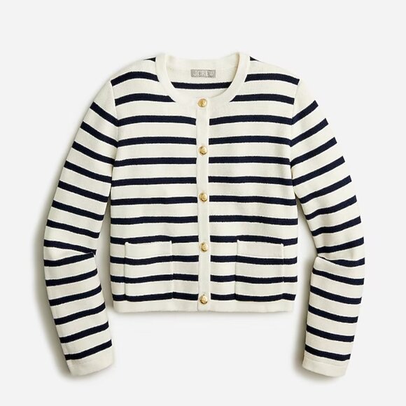 J Crew Emilie Sweater Lady Jacket / Cardigan in white / navy stripe - Picture 1 of 8